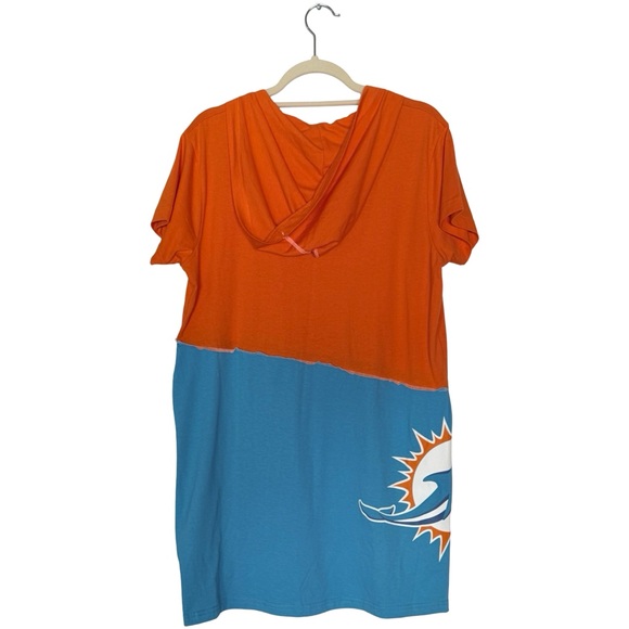 New Miami Dolphins Orange V-Neck Hoodie Dress Sz L NFL Licensed - Picture 2 of 5